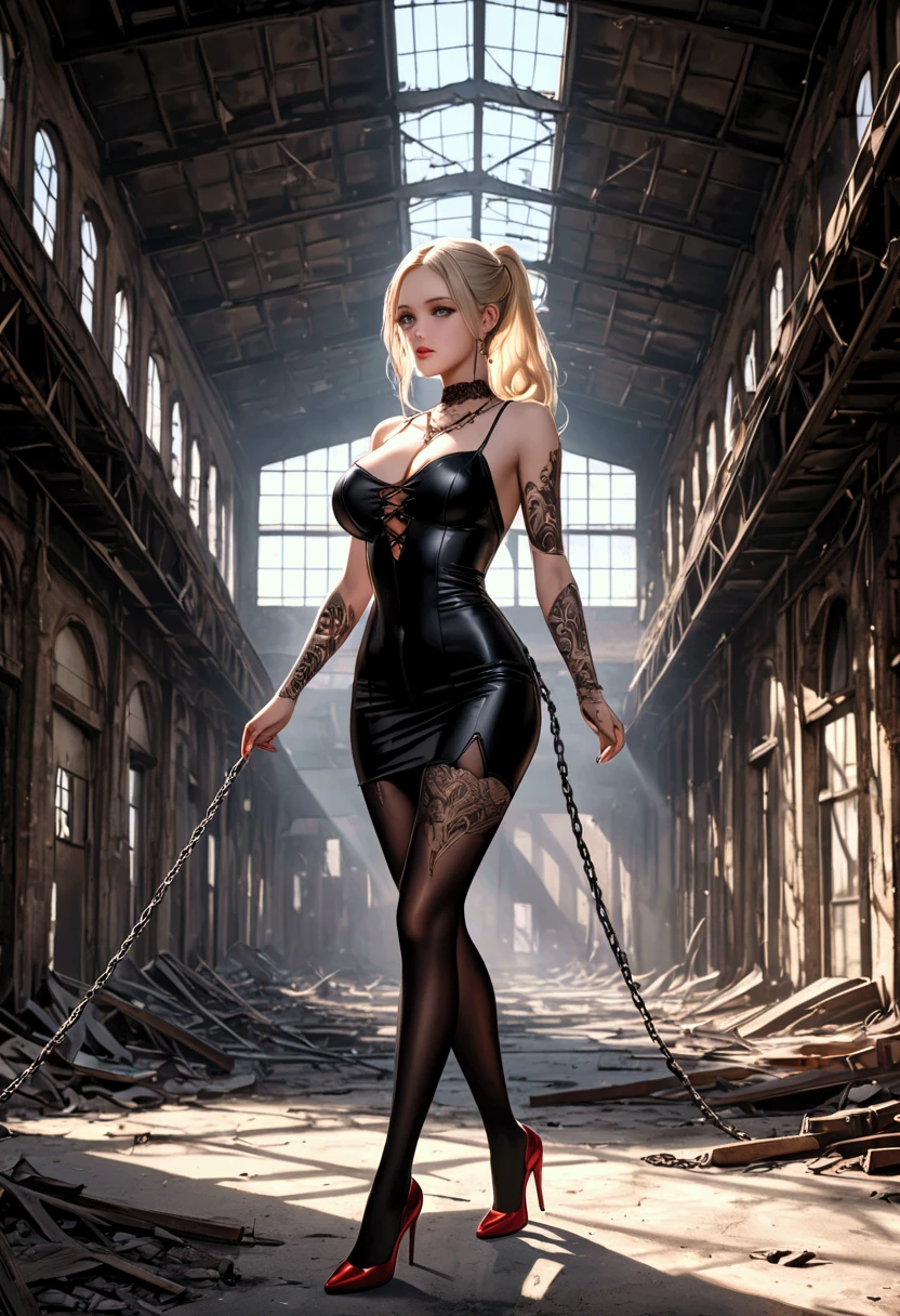 ,((Wearing a torn sheer costume of a superheroine)),(, No bra)), Wet crotch, Wet thighs, Beautiful girl with accentuated slender abs: 1.4, (((nipple tips protruding, areola is protruding, The shape of the pubic region is clearly visible)), sixpack abs: 1.4, Bust Botox, Photo, Sharpness, Unique 850 4, Koda850 k portrait camera, F1.6 shots, Ultra-realistic textures, Spectacular light textures, Cinestil 800 Fashion Mechanics, (futuristic sci-fi battle fashion: 1.1), (tied perfectly by chain), Restraint, Slaves, collars, ((wide prison with sunlight)), Dark fantasy, Realistic material details, extreme hight detail, Ultra-realistic materials ((Torn costume))), Wet, Cloudy, (Chained)), ((big emphasized by chains)), ((chains digging into crotch)), ( (Collar)), (, No bra), shredded costumes, broken golden shields and battle spears,, White combat gloves, Combat shoulder armor, Blood splattered on the face, Blood splattered, Realistic, (Bruises, Dirty, ripped clothing, skimpy clothing, Blood: 1.3),  Torn Cape, Torn pantyhose, Long legs, ((iron pipe in the crotch)), Metallic shackles and fetters, ((chains hung from heaven)), Wet crotch is clearly visible, Swarovski's sword and the anatomy beneath his feet, (futuristic sci-fi battle fashion, Torn mesh stockings),Spread your legs apart，The hands are tied in chains，Full body photo，