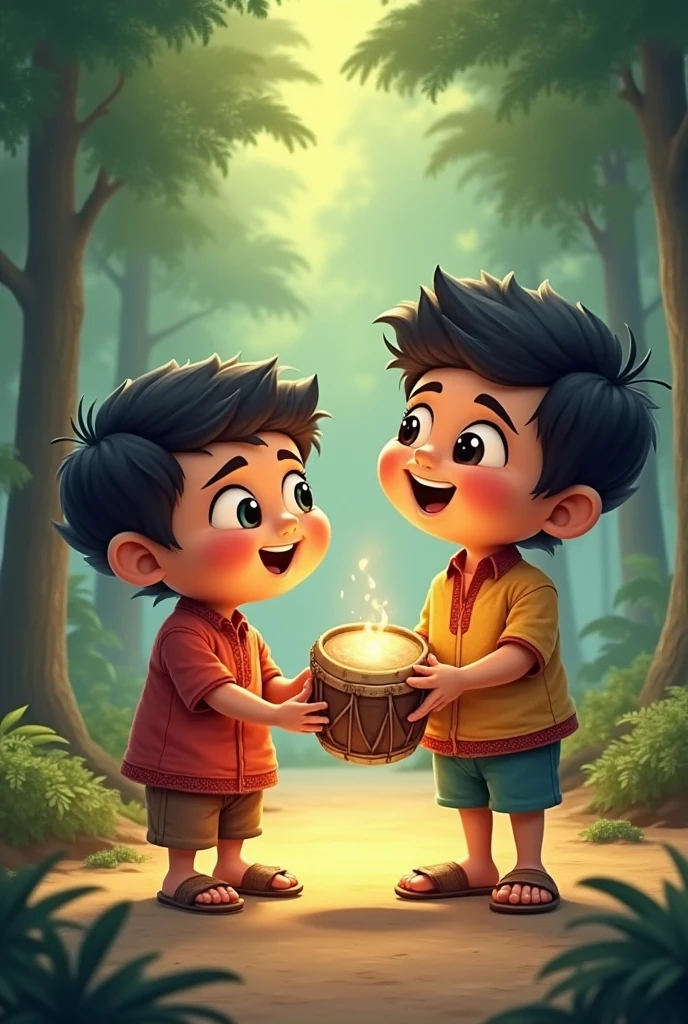Krishna and Gopala broke the curd handi and ate the makhan
