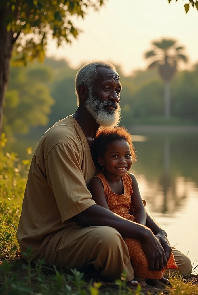 African grandfather and african granchild faces