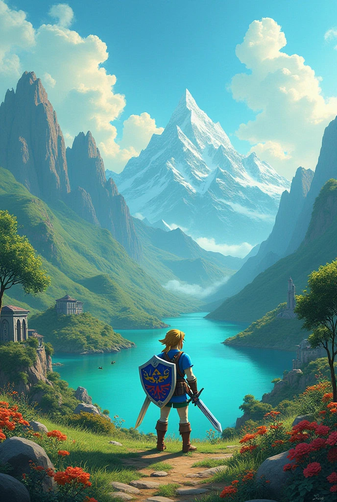 Wide shot of a effeff9 man warrior with shining armor descending from heaven, lifelike, super highly detailed, professional digital painting, artstation, concept art, Unreal Engine 5, HD quality, 8k resolution, beautiful, cinematic, art by artgerm and greg rutkowski and alphonse mucha and loish and WLOP