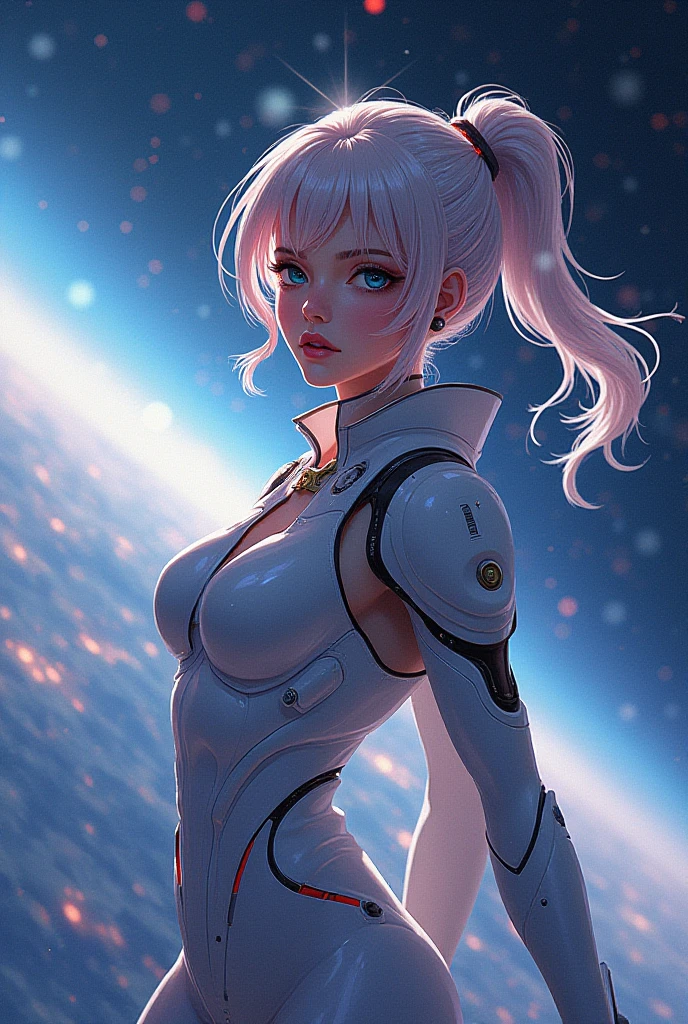 Alan Stuart Paterson, Lívia Rusz, Tim Molloy, Charles Robinson, Surrealism Mysterious Weird Fantastic Fantasy Sci-Fi, Japanese Anime, Mercator projection solar system route map, View from the moon, Beautiful girl in a space suit, perfect voluminous body, Moon orbit correction, detailed masterpiece