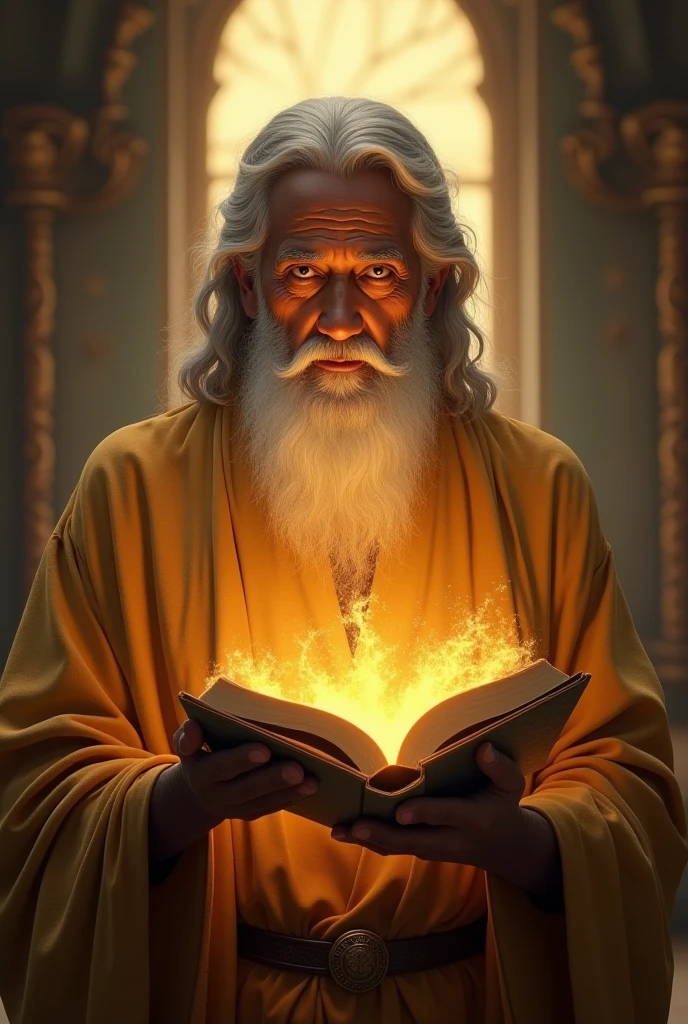 Wize Expression Kabir holding glowing books or scrolls, symbolizing knowledge - SeaArt AI