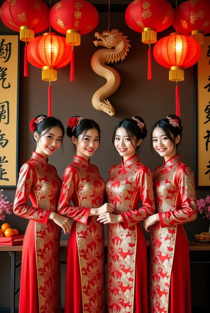Girls wear cheongsam to celebrate New Year