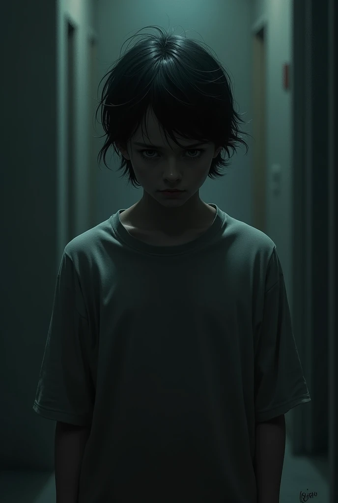 Cassidy is often pictured as a boy with black or dark brown hair., that is smooth and falls on or near the shoulders. Their eyes, generally described as dark or deep in tone, have a penetrating gaze, reflecting both his lost innocence and the fury that consumes him. Your skin may be pale, almost as if it were a shadow of what it once was, representing the long time he spent as a tormented spirit.He can be seen wearing simple, old-fashioned clothes., typical of a child of the 1980s, like a faded t-shirt and worn pants, that refer to the time when he was taken from life. There is a disturbing contrast between his youthful appearance and the dark energy he exudes.