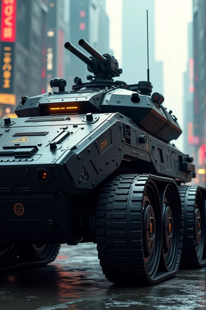futurism Armored Tank, city, cinematic still, dynamic movement, surreal, game scene, (best quality, masterpiece, photorealistic), very aesthetic, perfect composition, intricate details, ultra-detailed, vivid colors