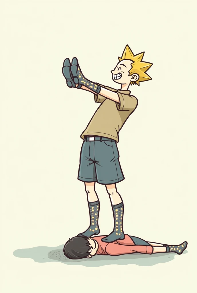 masterpiece, best quality, 1girl, chibi, climbing wall, blonde, blue eyes, crying, surprised, torn shorts, nude ass, (bitten in the ass by green wolf)