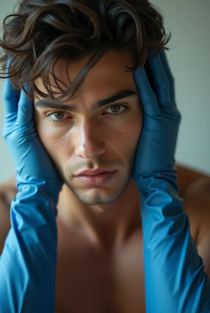 Sexy man with surgical gloves