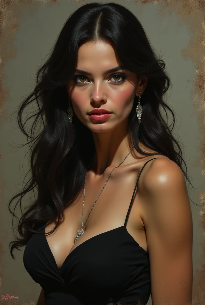 oil painting of a beautiful latin woman, sentada em uma cadeira, she is facing the camera, inspirado em Paula Rego, Arte ao estilo de Paula Rego, pintura de pablo picasso, dramatic art, by Candido Portinari, by Picasso, inspirado em Ismael Nery, inspired by Candido Portinari, inspirado em Thomas Hart Benton, The lighting is studio.