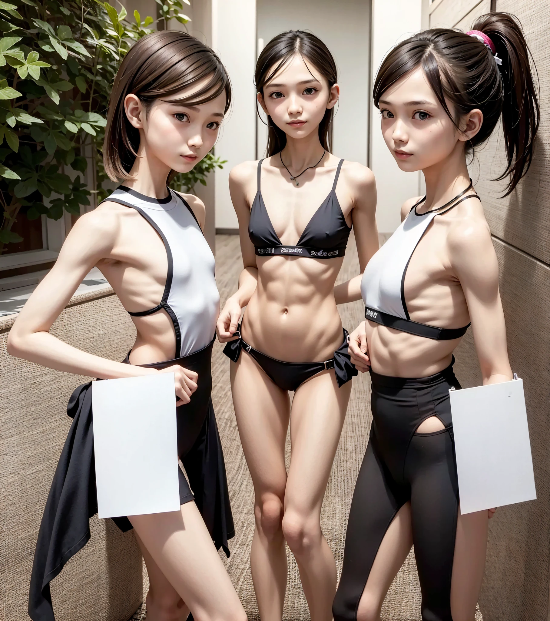 laos teen rhythmic gymnast girl, 1 girl, (very slim anorexic slender skinny body:0.6); skinny,small (130cm),from top,smile,small hip,chignon hair