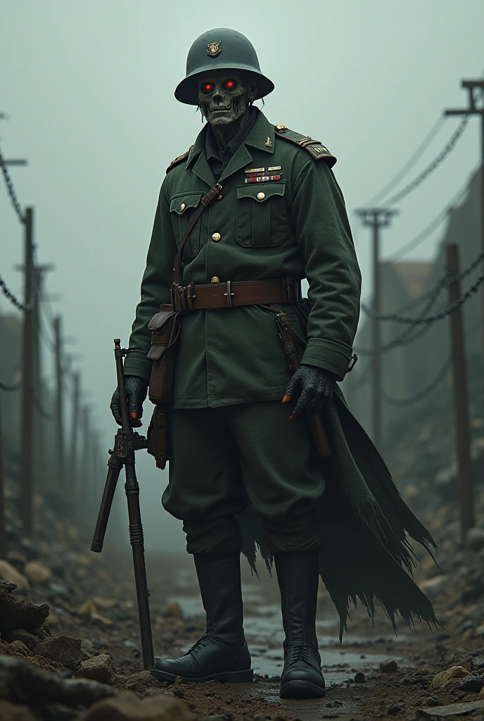 In the heart of the French countryside, a harrowing scene unfolds – a grim testament to the brutality of World War I. The trench stretches like a scar across the landscape, its walls muddied and pockmarked with the relentless barrage of artillery fire. The air is heavy with the acrid scent of gunpowder and damp earth, mingling with the metallic tang of blood and sweat.
As you peer into the trench, the walls seem to close in, casting long shadows that conceal pockets of darkness. A flickering lantern dangles from a makeshift hook, casting a feeble glow that barely penetrates the gloom. The walls are lined with soldiers huddled in the murk, their faces etched with weariness and the weight of unfathomable experiences.
Muddy water seeps along the trench floor, mixing with discarded helmets, shattered weapons, and remnants of shredded uniforms. Wooden planks and sandbags form a precarious path, guiding soldiers through the labyrinthine network of passageways. The sound of dripping water is an incessant backdrop, a constant reminder of the ceaseless battle against the elements.
Above, the sky is a canvas of smoke and stars, a stark contrast to the turmoil below. The distant rumble of artillery and the occasional flare casting an eerie light serve as grim reminders of the constant threat that looms over this desolate theater of war. The trench's edge is punctuated by hastily dug foxholes, offering brief moments of respite from the ever-present danger.
Amid the grimness, moments of camaraderie emerge. Soldiers share rations and whispered stories, finding solace in each other's company amidst the chaos. Tattered photographs and letters from loved ones adorn the trench walls, offering fleeting glimpses of a world beyond the horrors of war.
This trench, a crucible of pain and sacrifice, stands as a somber monument to the resilience of humanity in the face of unimaginable adversity. The soil is forever stained with the memories of those who fought
