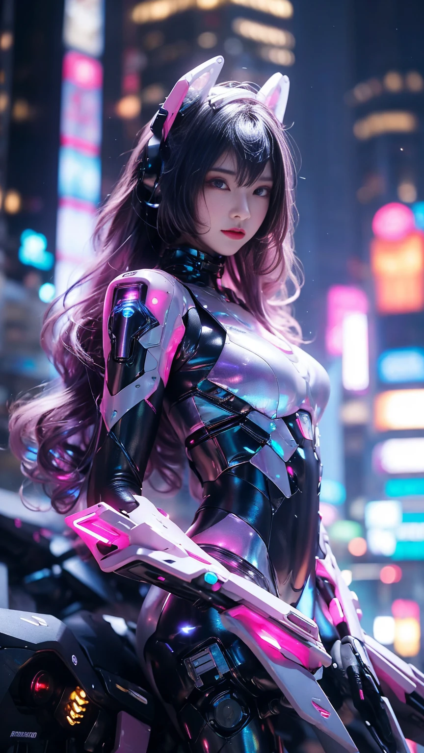 (Real engine:1.4,Ultra-high resolution,La Highest quality:1.4, Realistic:1.4, Skin Texture:1.4, masterpiece:1.8,masterpiece, Highest quality), One Girl, Ives Girl, Mecha, Beautiful lighting, (Neon Light: 1.2), (evening: 1.5), "masterpiece, Highest quality, 1 Girl, Full body portrait, Sensual pose, ojos greenes, Multicolored Hair+payment:1.3+Rosado:1.3+green:1.3, Sculpted legs and seductive curves, ,Medium milk beautiful milk, Beautiful Face, lots of water droplets, cloud, evening, Open Floor Plan, watercolor, Neon Light:1.2, evening:1.5, Mecha, Beautiful lighting, Bright Neon Light: 1.2, An unforgettable and mysterious night: 1.5",,Beautiful and slender hands、(Big eyes、Well-formed face)smile