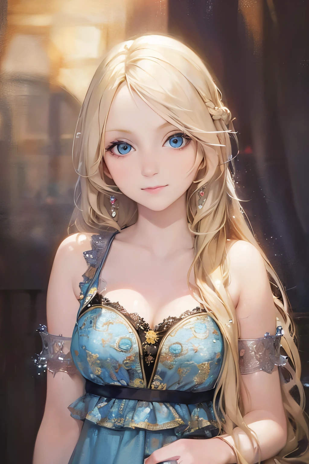 A beautiful young girl with long blonde hair, dreamy blue eyes, and a whimsical expression, 1girl, extremely detailed eyes and face, longeyelashes, delicate facial features, Luna Lovegood, magical fantasy, portrait, cinematic lighting, ethereal, radiant skin, intricate details, soft color palette, glowing aura, impressionistic, (best quality,4k,8k,highres,masterpiece:1.2),ultra-detailed,(realistic,photorealistic,photo-realistic:1.37)