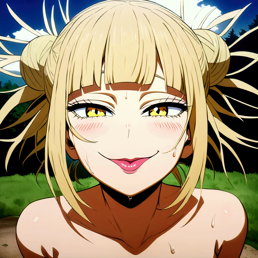 Himiko Toga from the anime boku no hero with smelly sweaty and swamp feets and showing their to the camera with a naughty face