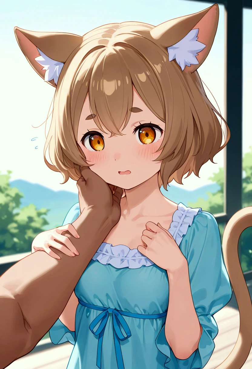 (masterpiece), 1girl, 1boy, fellatio, blowjob, deepthroat, penis, best quality, expressive eyes, perfect face, best quality, kemonomimi, bear ears, brown hair, short hair, messy_hair, blue eyes BREAK freckles, green shirt, , huge breasts, , standing, embarrased, indoors, (jizz, cum on mouth), (deepthroat), crying tears 