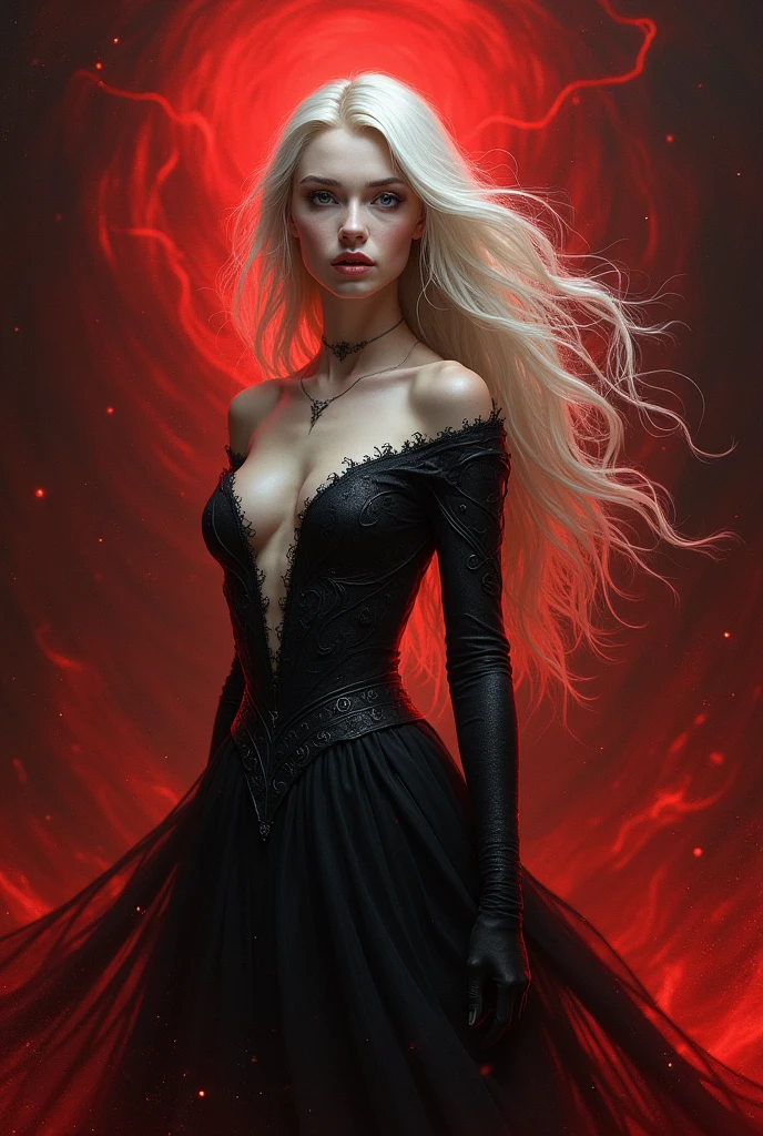 portrait of femme_fatale, long_hair, realism, 