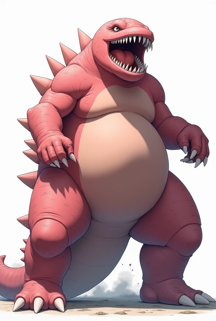 Pokemon Feraligatr, green skin , yellow belly, yellow chest, furry, massive belly, full belly,