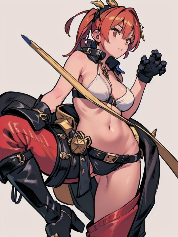  ( perfect anatomy:1.2),Combat Stance,(masterpiece,  top quality:1.2),  1 girl, from side,  Amazon , Dragon&#39;s Crown, ,  expressionless, With a halberd,  armlet,  muscular woman , chest, black  gloves,  gloves,  thighs, (thick  thighs,  Big Butt:1.1),   tattoo , belly button, obliques,  long hair,  clevis on a stone,  swimsuit,  feather headdress, Blonde,  abs, crown,Huge chest, feather, huge axes