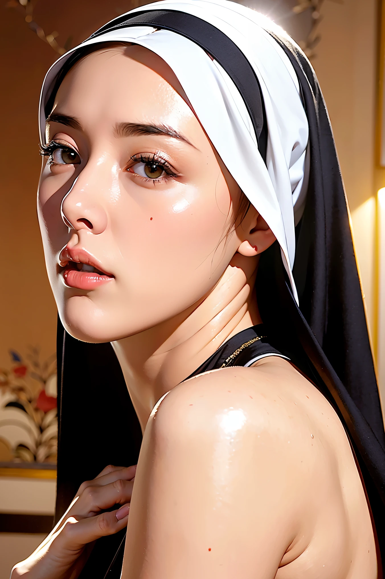 (((nude)))、Young nun, Bible, Gray Hair, church, Realistic and detailed eyes  ,  Browsing Caution,,((( She is being made to cum))),Kind Face、((Blowjob)、((Put it in your mouth))
