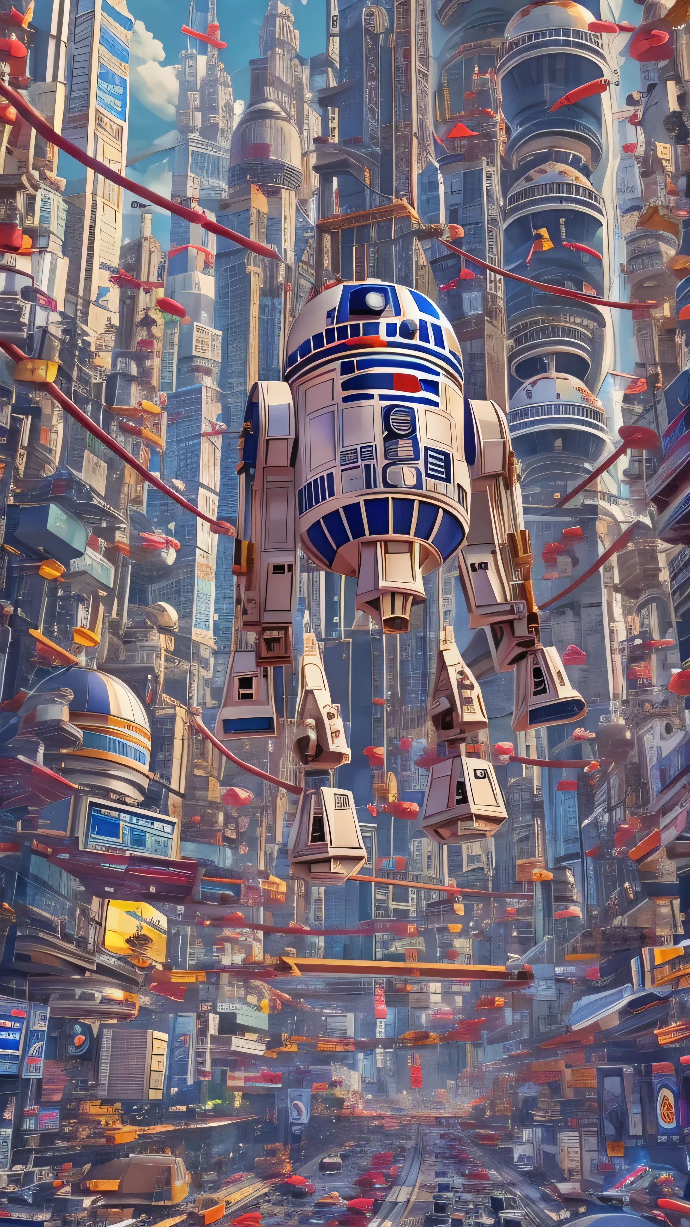  highdefinition images ,Mechanical Background, Colorful color scheme, Colorful planet 、 There's no one here、 Looking for Luke 、R2-D2 is running 、Weird City 。