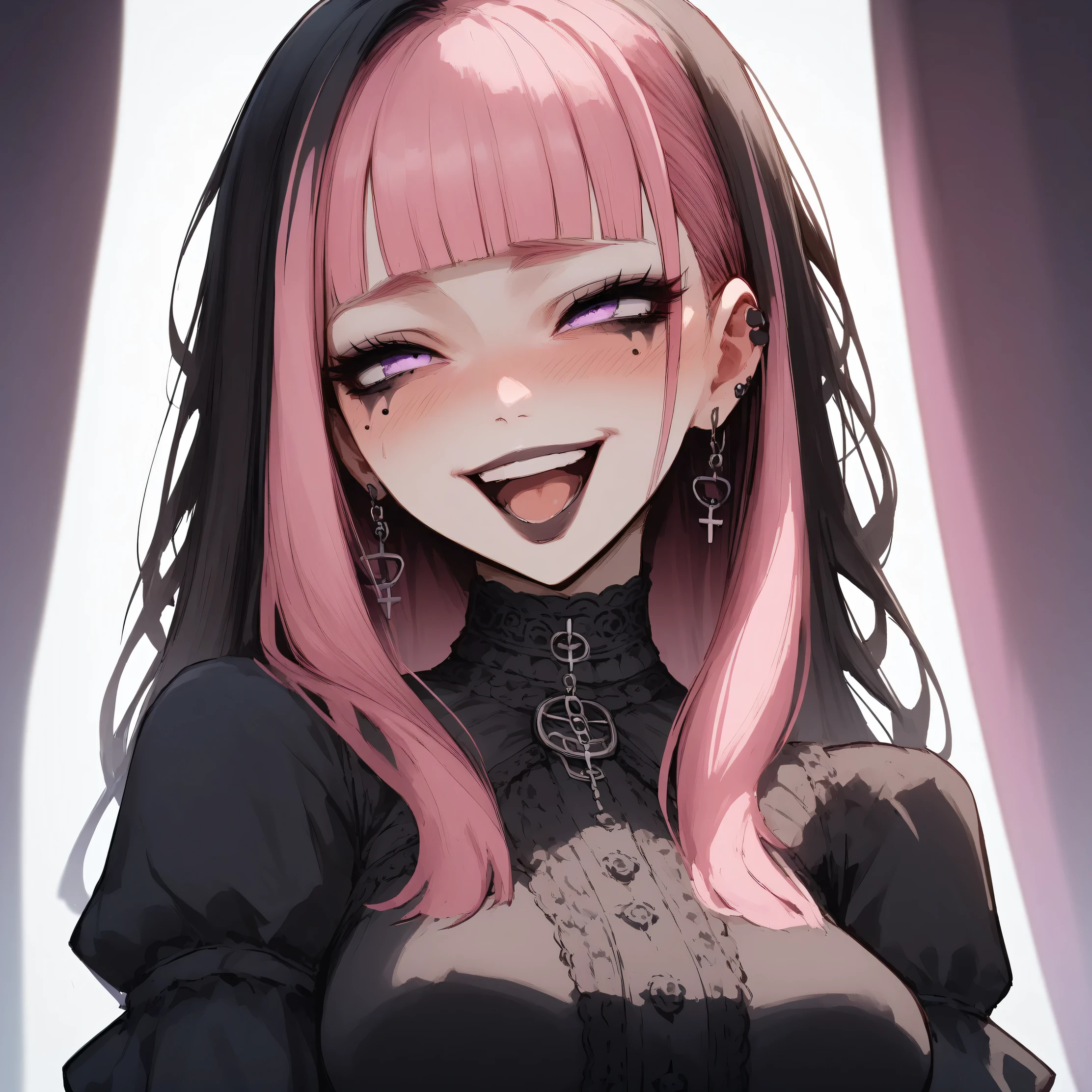 transgirl, fem, (femboy:0.3), mini cock, small penis, chastity cage, chastity, cock cage,
1girl, goth girl, gothic, (long hair, bangs, dark hair, pink hair, multicollored hair, streaked hair,), goth makeup, purple eyes, big boobs, pantyhose, Breasts, Blush, laugh, giggle, humiliation,
High Resolution, Masterpiece, Anatomically Correct, Best Quality, (flat anime style), Illustration, Anime, Anime Style,
