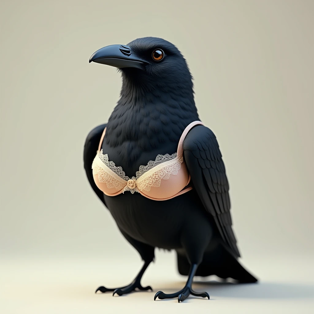A beautiful young woman with large breasts, detailed eyes, wearing a one-piece black bikini, with the face and beak of an owl and a small black bird perched on her shoulder, 8k, highres, photorealistic, ultra-detailed, intricate details, hyper realistic, award winning, digital art, oil painting