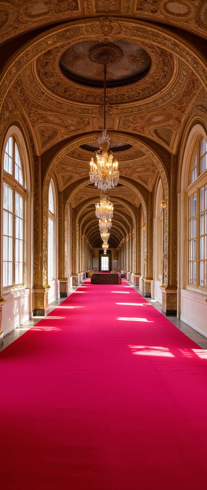 An aristocratic palace, plaster walls and endless red carpeted corridors, ultra detailed, absolutely resolution, masterpiece