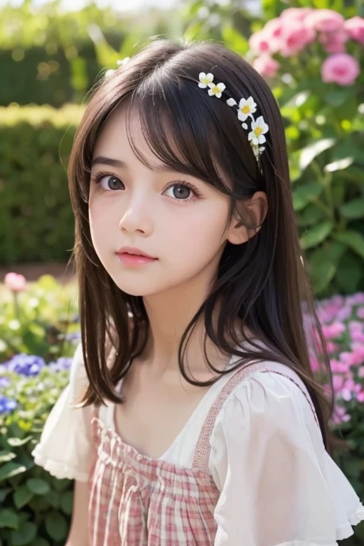 The Boy in the Flower Garden, Full Body Shot, Perfect Figure, Very detailed, Best Quality, Raw foto, Photorealistic, 8K Wallpapers, huge file size, A highly detailed, high resolucion, The upper half of the body is visible, Low angle, It is covered with flowers., perfect faces, Face depictions, (1Boy:1.3), child, A boy, 1 remaining, (South Korean : 1.3), (9 years old:1.5), A dark-haired, male, male, (long  hair:1.3), (Extreme detail:1.2), hyper detailed face, beautidful eyes, brown  eyes, (Sleepy look:1.2), (White priestly robes:1.2), (flower crown:1.3), beauty, (goodlooking:1.2), (Very, very cute:1.2), 8K, High Quality, Colorful flowers, colorfully, sunshine, Warm sunshine
