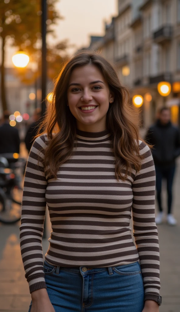 1 girl, photorealistic, realistic, ugly:1.3, Ingush woman. (((she has a sleek bob medium length short hair)))), wide forehead, Durdzuks facial feature, Durdzuks forehead, 30 year-old-woman, Let your face light up with a wide smile, crinkling your eyes at the corners and showing off your teeth. Radiate happiness and warmth, (((nudity))), (((she is fully naked))), (((she is looking at the camera smiling))), (((dynamic pose))), boobies, (((A woman stands on a rooftop. In the stillness of a rainy day, she stands seductively, wearing an open color yellow raincoat. Her naked body is exposed)))