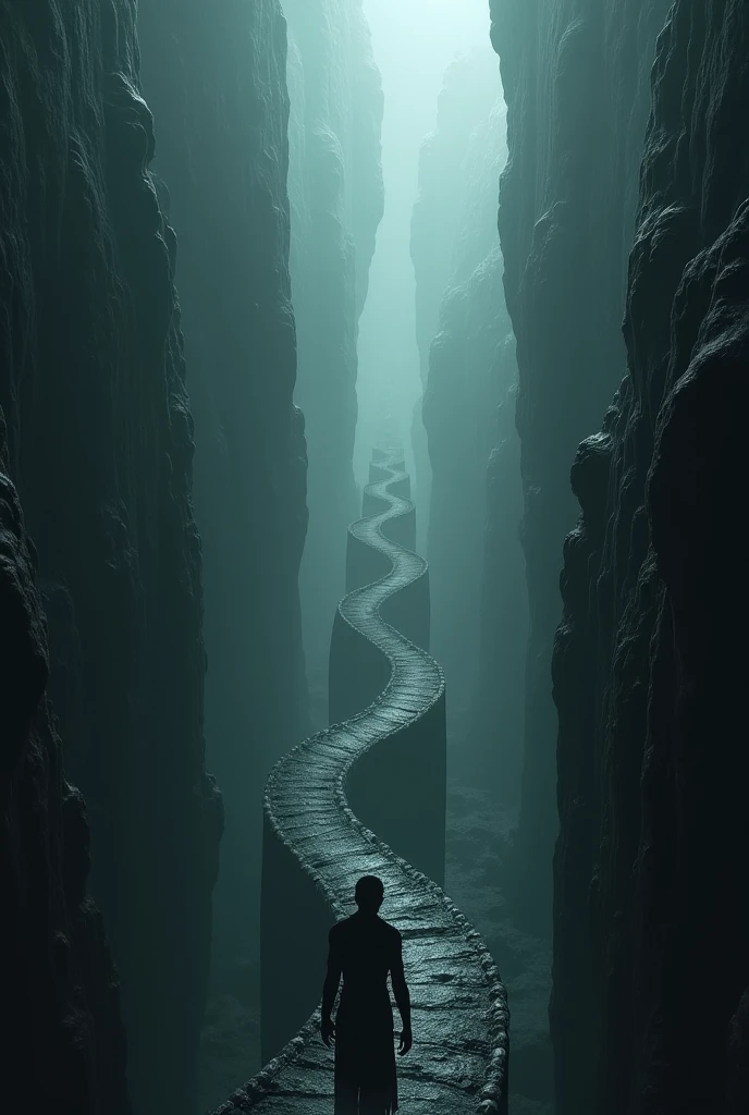 dark fantasy,From the point of view looking down ,(INFINITE LOUNGE),( a mind-bogglingly endless path that spirals downward),( the shadow of a ghost that wanders forever ）,