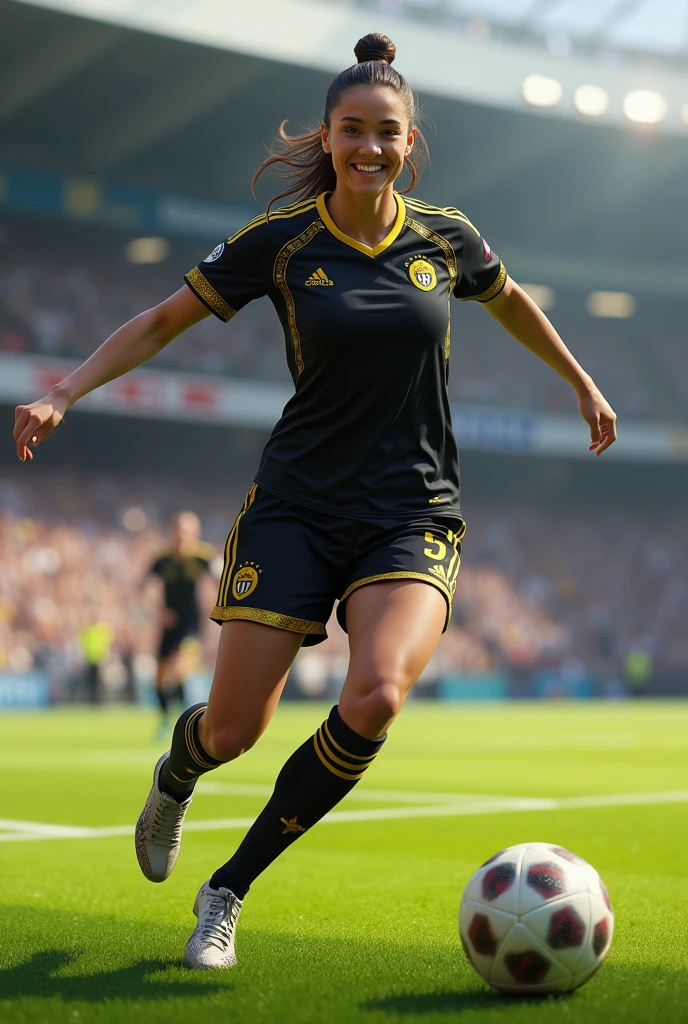 (grey background:1.5, close shot:1), (photorealistic:1.4), (best quality:1.0), (ultra highres:1.0), 8k, RAW photo, (masterpiece:0.2), 1girl, beautiful skin, detailed skin, big smile, teeth, (short hair:1), (soccer uniform:1.2)