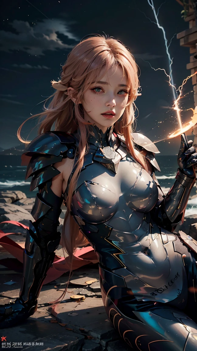 ((Best quality, 8K, Masterpiece: 1.3)), 1girll, Slim as a fox，There are 9 types of syrups，Burn gold in the dark，The ambient light and gloomy lights of Japanese cities focus on the girl，And has the gloss and shadow effect caused by the illumination halo.