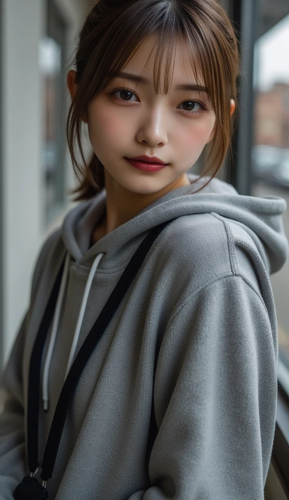 Blushed,Long hair ponytail,A big ribbon in her hair,(8k, RAW Photos, highest quality, Tabletop:1.2), (Realistic, Photorealistic:1.4), (Highly detailed 8k wallpaper), Sharp focus, Depth of written boundary, Cinema Lighting, Soft Light, Detailed Beauty Eye,Shiny and smooth light brown ponytail, Asymmetrical bangs, Shiny skin, Highly detailed skin ,High resolution, Attention to detail, Detailed hairstyle, Attention to detail美顔, Ultra-realistic, Perfect limbs, Perfect Anatomy ,1 Japanese girl,Famous Japanese Idols, Perfect female body,smile,short eyelashes,double eyelid,Look straight here,Hairstyle: Ponytail,Attach a ribbon, office,Long ponytail hairstyle,Wear a scrunchie,So that your whole body can be seen,Wearing a long coat,Street,Stand up straight and pose,So that your whole body can be seen,Winters,Warm clothes,look straight at me,Wear a scarf,It's snowing,Wear a black long-sleeved coat,Old townscape of Europe,Cobblestone Street,A European church can be seen in the background.,Face close-up