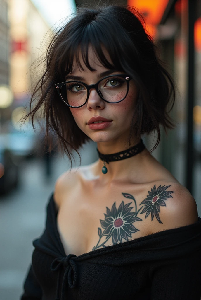 ((best quality: 1.5, masterpiece, intricate:1.3, elegant:1.3)), intricate details, sharp focus, professional, real life, realistic representation of the face, dynamic pose, in the style of realistic and hyper detailed renderings BREAK ((detailed (fitness babe, (suntan, (([flat chest:medium breasts:0.8], black flannel shirt, low-cut skinny jeans, portrait closeup), short wavy hair [bright red hair:pink hair:0.8]), glasses, pouting, tattoo:1.2, faraway farmhouse, bokeh, blackout eye makeup: 0.8, clear green eyes), red lipstick, outdoors), professional lighting, photon mapping, radiosity, physically based rendering, ultra resolution, hyper-realistic)), photorealistic, hyper-realistic, 8K
