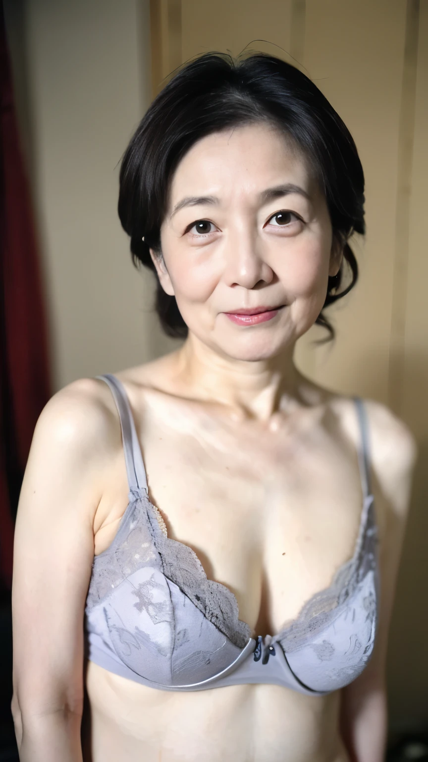 (((RAW:1.5))), ((( depth of field:1.5))), (((最高masterpiece))), (((16k:1.5))), ((( top quality:1.5))), deep focus, (((hdr:1.5))), (((ID photo composition:1.5))), (((Makiko Tsurukawa:1.5))), ((( is in focus on the face:1.5))), (((Draw sharp contours clearly))), Art Nouveau, ((( late elderly :1.5))), No discomfort, (( Accurate Description )), (((Obscene expression:1.5))), ((( in underwear:1.5))), ((( sexyなブラジャーを着ている:1.5))), (((Alone))), Wife:1.2, Aunt:1.2, Chinoiserie, Older Mature Woman, red background, gravure, facing forward , (( face to face in the center of the screen)), well-groomed eyebrows , correctly depicts lips , red lips, flashy makeup, From the chest up, masterpiece, top quality, more details, photorealistic, more details細なスキン, COMPLETE ANATOMY , (1 Japanese Mature), ( positive ), 260 year old , huge breasts, Draw the upper body:1.3, Erotic AV Actresses, charming, sexy, chromo white skin , Audience ,