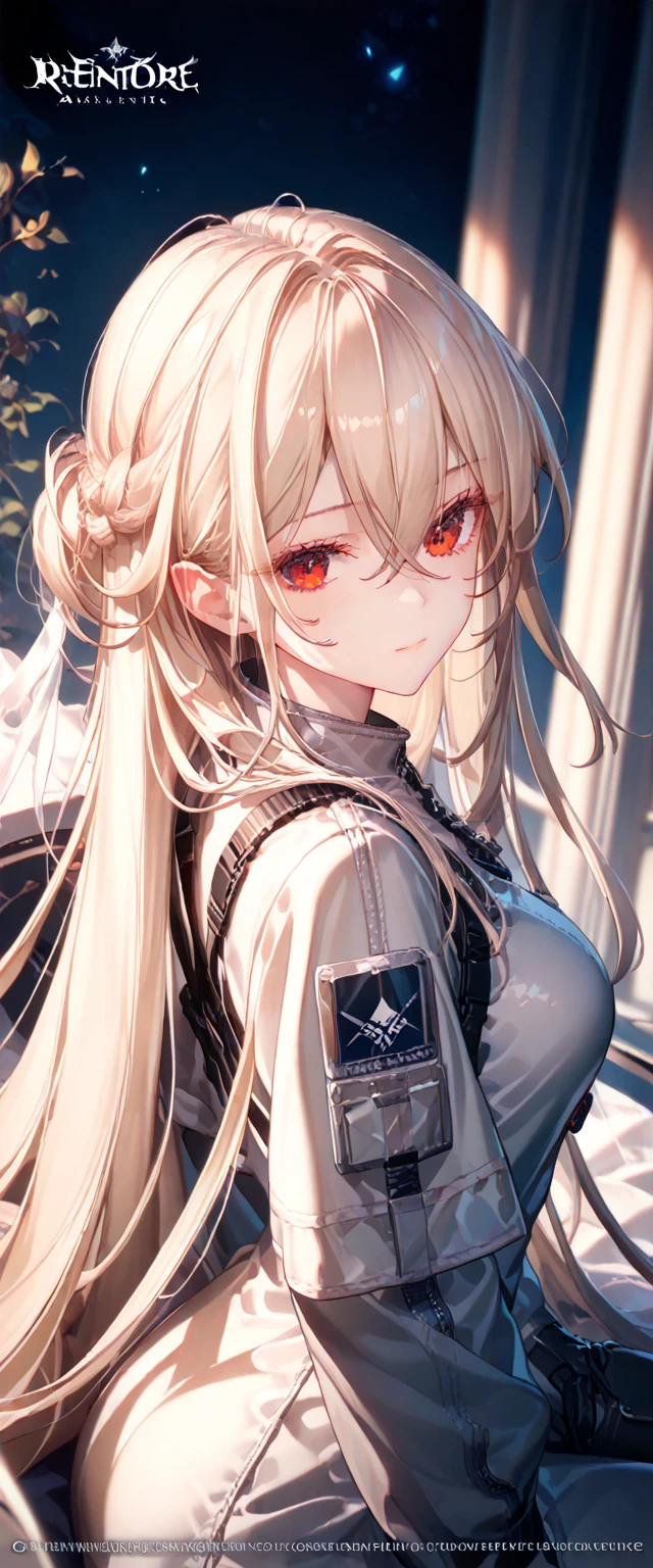 (masterpiece,   High quality  ,    best quality  ,   Official Art  ,    beautiful and aesthetic   :1.2), (()), (( )),   VERY DETAILED  ,  rest,    incredibly detailed face,  eye details , bang, (  with hair between the eyes   ),  lashes,  tight combat suit 