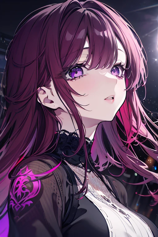  purple-skinned girl with red hair.  SPARKLE; GLITTER