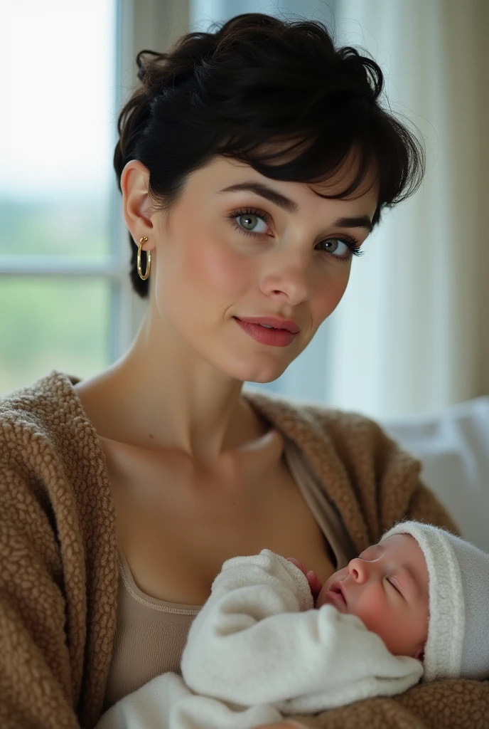 Marido alto moreno cabelo anelado, wife, ballerina, brunette next door, among them a baby;