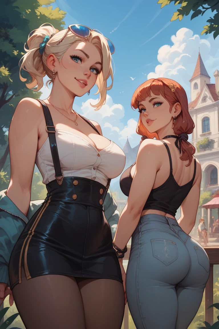 ((1 female)), (fucked), (long ginger hair with ponytail), Blue eyes,(fox ears:1.1),, (black idol lingerie), ((almost naked)), (long idol skirt), (big breasts:1.2), busty, blush, (cum:1.5), (fullbody), backview, nice butt, looking at viewer, orgasm