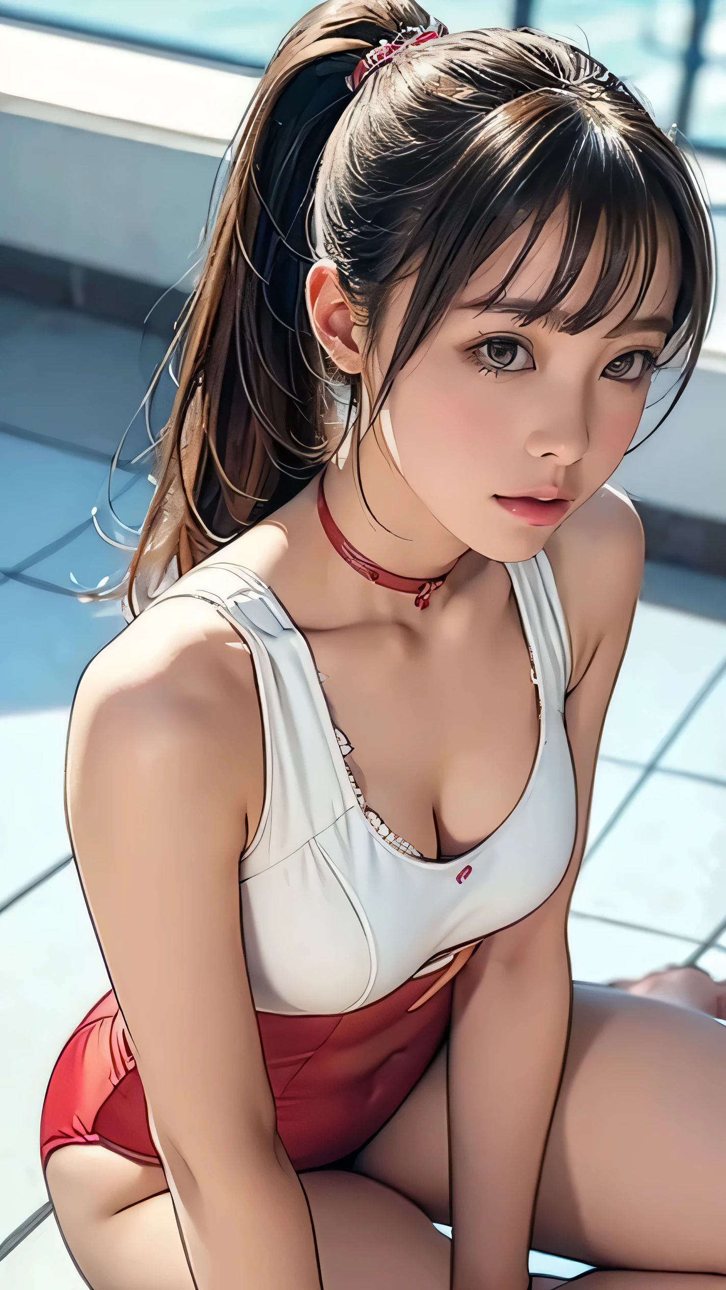 masterpiece, highres, high quality, extremly detailed,
eurasian young tween girl, long dark hair, miniskirt, ribbon, white, shirt open, hair in pigtails. innocent, exposed stomach, cleavage,
sitting on a windowledge, leaning against a window.
seductive, alluring, desirable. lustful. sexy.
beautiful girl, perfect face, perfect body, perfect.
side lighting, low key, high contrast, high saturation,
extreme detailed,(fractal art:1.3),