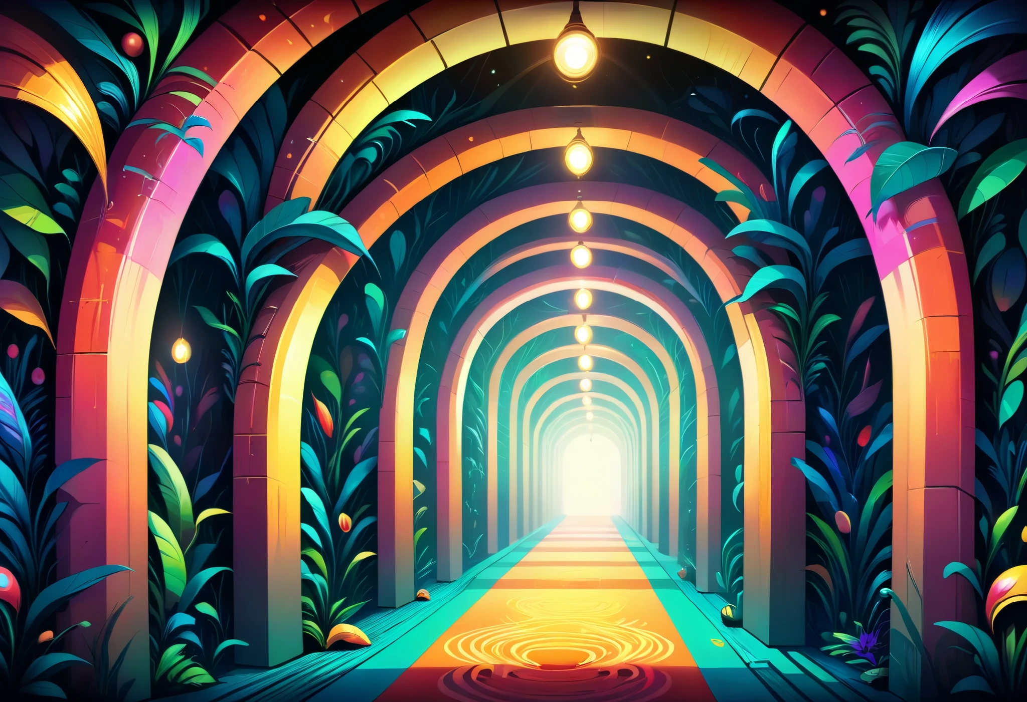 a long and winding surreal corridor, psychedelic art, endless hallway, vector art, psychedelic art, trance, highly detailed, masterpiece, 8k, hyper realistic, dark moody lighting, eerie atmosphere, unsettling, strange geometry, abstract patterns, vivid colors, surreal elements, distorted perspective, twisted reality, dreamlike, unsettling, intriguing, captivating