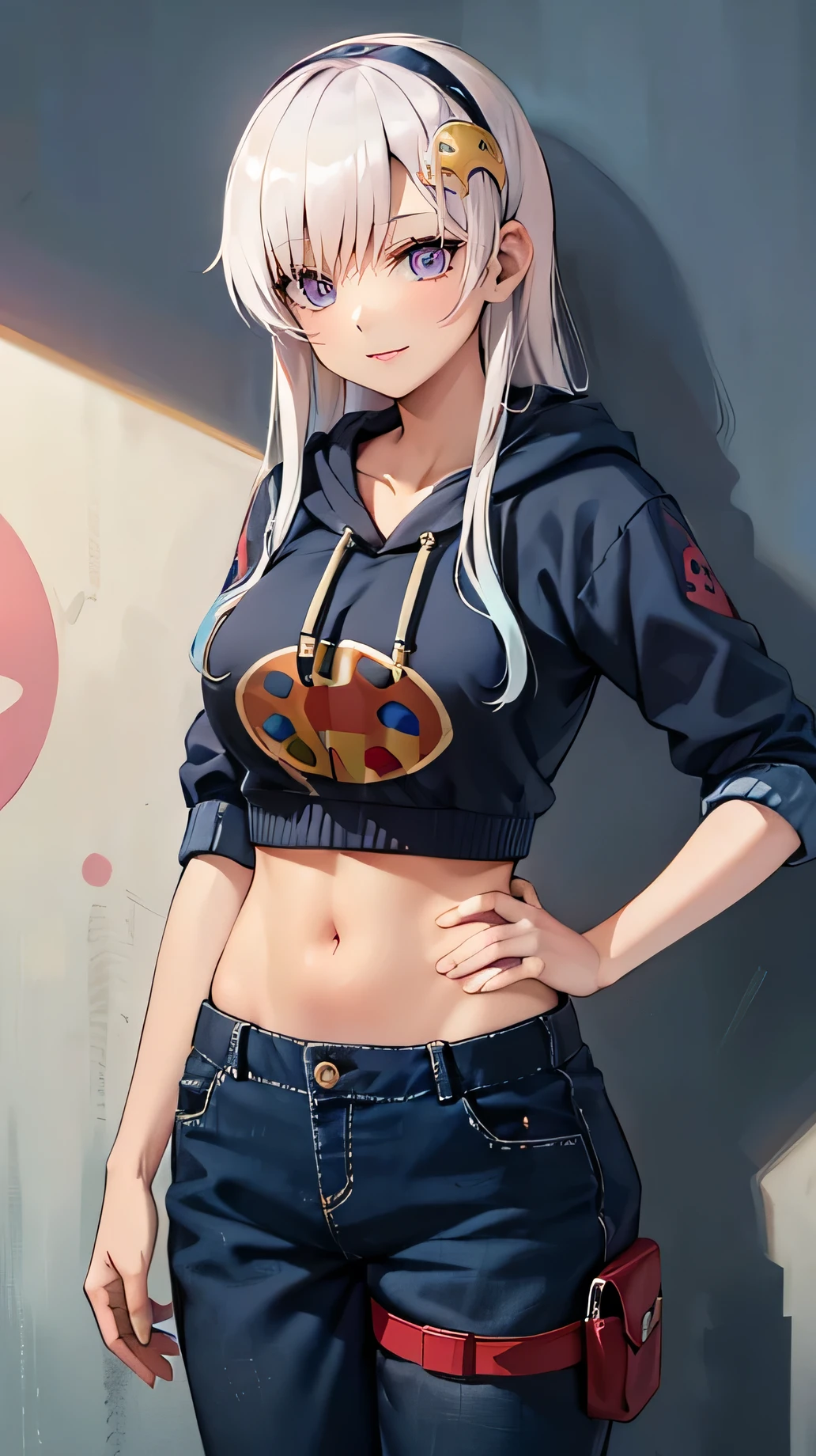 最high quality、Best image quality、masterpiece、male((20-year-old、white hair、Shortcuts,Black hoodie、Blue denim trouseressy Hair、Muscle chamber、smile、earphone jack、dance)),high quality、Beautiful art、background((wall、graffiti))、Flight、Flying debris、Written boundary depth、movie、Visual Arts、Perfect art、8K,Genuine、