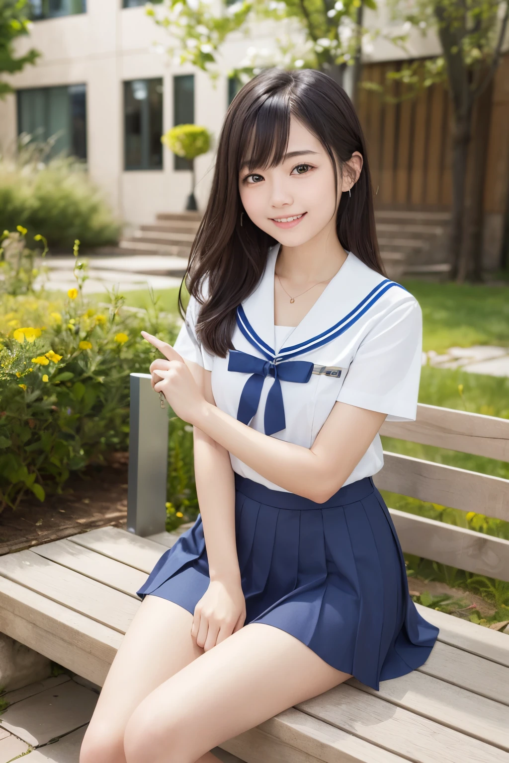 NSFW、4K、8K、16K、masutepiece、Top image quality、超A high resolution、High-definition RAW color shooting、professional photoshoot、(Photorealistic:1.5)、depth of fields、Lens Glow、Nikon D850、45.75 megapixels、DSLR ISO setting 25600、Small opening、(Whole body ESBIAN:1.3)、(frombelow:1.5)、(look at viewr:1.2)、(Sitting on a park bench:1.5)、(Open legs:1.5)、 (16 year old asian girl:1.6)、(Young Pretty Idol:1.3)、(super model)、(IDO in Japan:1.3)、(Cute School Girls:1.7)、 (high détails)kawaii faces:1.7)、(high détails:1.7)、(large eyes with double eyelids:1.9)、(cute eye:1.8)、(a smile:1.9)、 (A dark-haired)、(student clothes:1.7)、(爆乳:1.8)、(The erection:1.5)、 (Short sleeve school uniform:1.7)、(a miniskirt:1.8)(change of clothes:1.4)、(Skirt float:1.7)、(pantiy:1.9)、(White panties:1.8)、 (a park:1.8)、(izumi:1.8)、(splash water:1.4)、(The wind is blowing strongly:1.5)、enchanting atmosphere、(rays of sunshine:1.3)、(Nature's soft light:1.5)