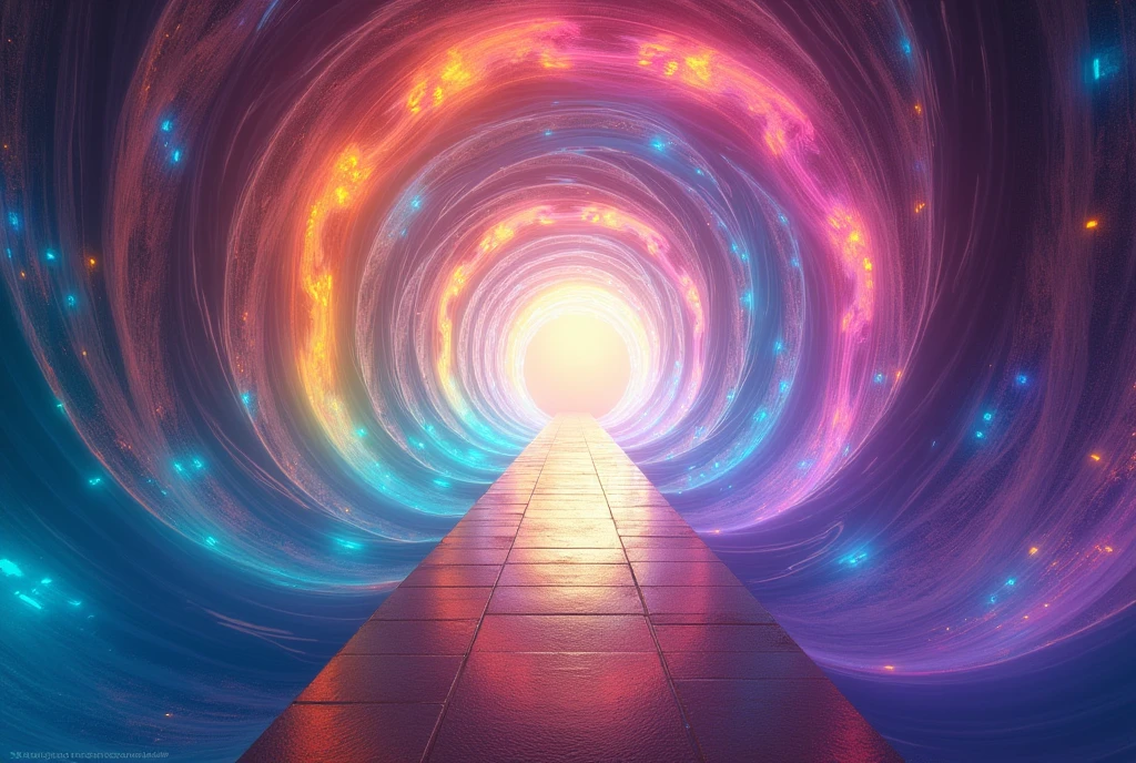 Endless corridor of rainbow vortex, a time portal, no end corridor, ethereal, surreal, otherworldly, hyperdetail, award winning, Best Quality, Masterpiece, Halo, Depth Of Field, surreal