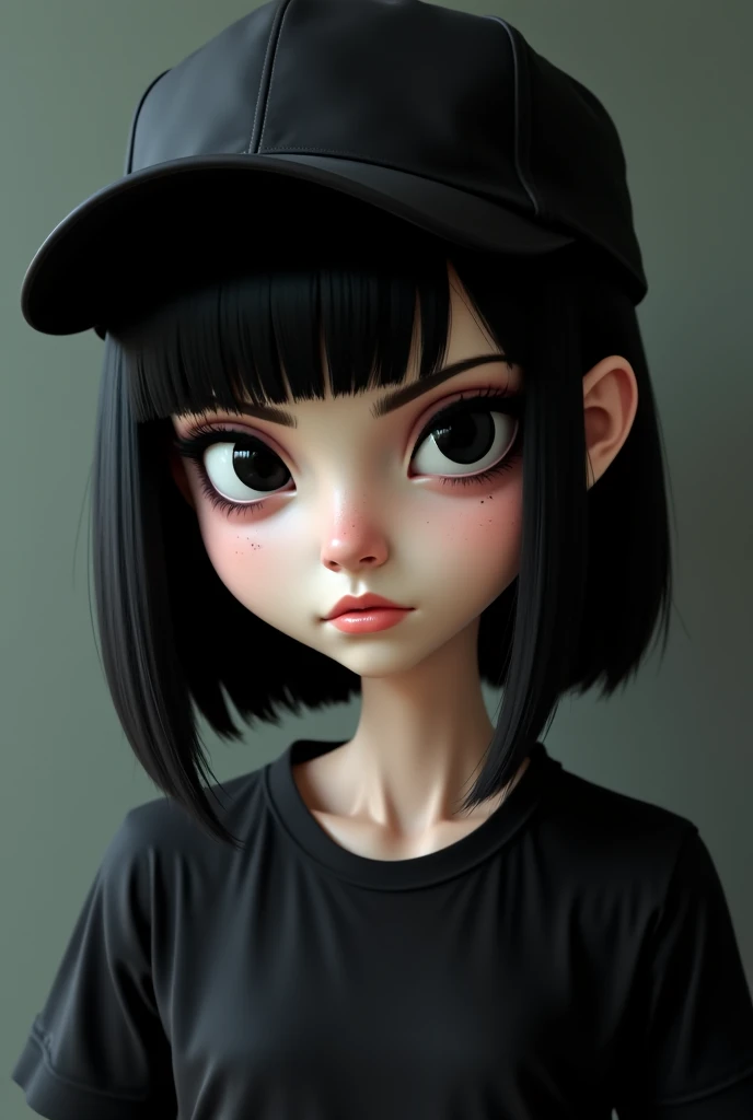 a drawing of a girl with long black hair and a black jacket, loish art style, in an anime style, kawaii realistic portrait, anime style portrait, anime style character, with black pigtails, cute detailed digital art, cartoon art style, in the art style of bowater, anime art style, realistic anime art style, urban girl fanart, closeup character portrait