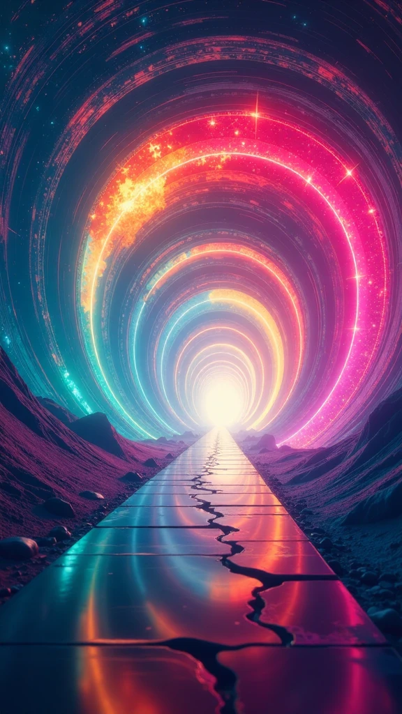 Endless corridor of rainbow vortex, a time portal, no end corridor, ethereal, surreal, otherworldly, hyperdetail, award winning, Best Quality, Masterpiece, Halo, Depth Of Field, surreal