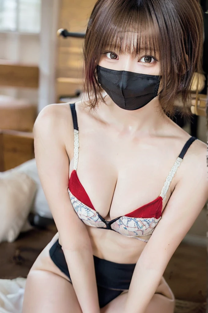 ((trench coat)), (tank top), ((black&red tiny lingerie, delicate lace embroidery, very very see-through lingerie)), ((black mask)), K-cup bust, huge breasts, early 30s, medium to short hair, (round face, centrifugal face), beautiful forehead, big eyes, brown hair, very cool, ((short stature, infantile build, Chubby)), whole body, ((Embarrassed expression, blushing)), cute face, (High Resolution, Highest Resolution, Ultra Definition, Masterpiece, top quality), (night, midnight, moonlight, extremely dark, no brightness, dark, crowd), ((downtown area)), (Exhibitionist, shameful play), trying to hide your skin, masterpiece, 8k, best quality, (beautiful five fingers), best quality, masterpiece, best quality, ((((NSFW)))), faint brightnes, (Show only to viewers, During shameful exposure play, Pussy exposed), super long distance shooting, Squat down, spread legs, (black thick glasses), ((dynamic angle))