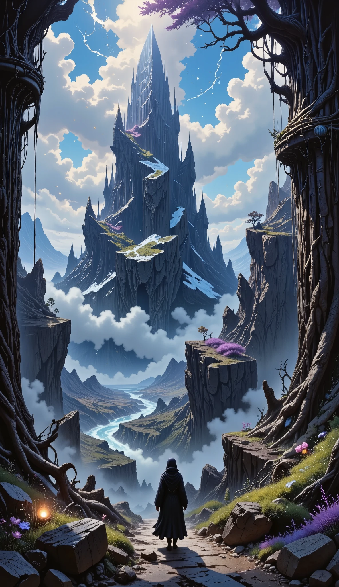 Gothic epic , matte painting in fantasy style , High fantasy matte paint, concept art impressive atmosphere, detailed matte fantasy painting , Style by Marc Simonetti, epic fantastic dreamscape , matte fantasy painting