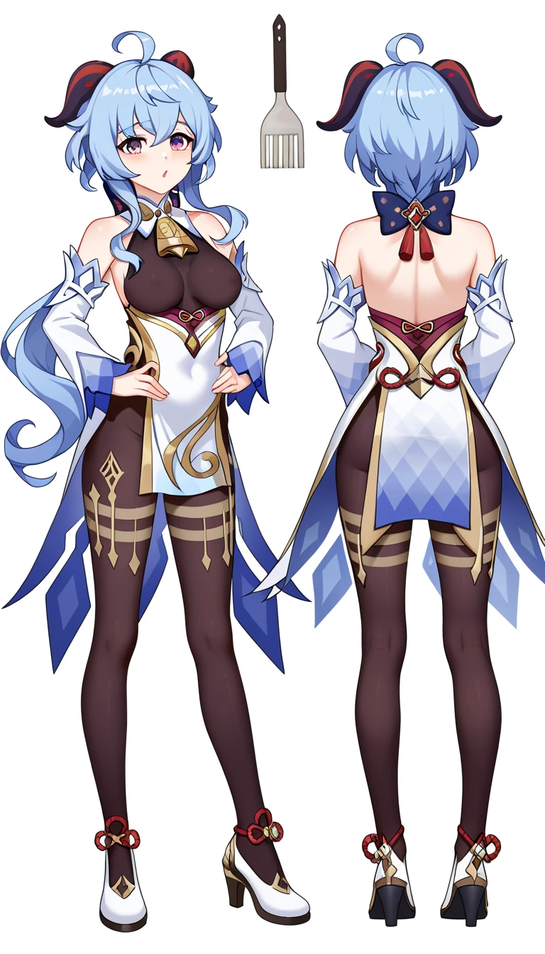 score_9, score_8_up, score_7_up, score_6_up, 
8k, best quality, masterpiece, (ultra-detailed:1.1), (high detailed skin), 
(full body:1.4), white background, standing, looking at viewer, (solo:1.4), hand on hip, 
<lora:ganshenxian-A3-Tanger-000013:0.8>, ganyu \(genshin impact\), Ganyu's def clothes, 1girl, horns, gloves, ahoge, detached sleeves, blue hair, bell, long hair, looking at viewer, full body, bangs, purple eyes, black gloves
(white background, simple background:1.3), 
(beautiful_face), ((intricate_detail)), clear face, 
((finely_detailed)), fine_fabric_emphasis, 
((glossy)), full_shot,