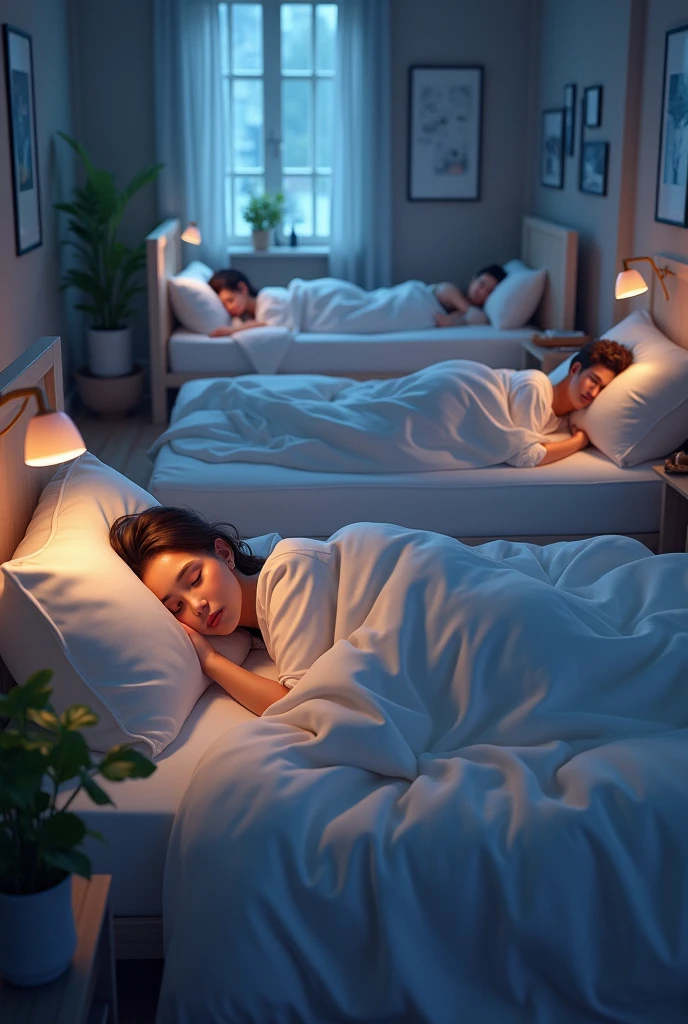 there is a woman and a child laying on a bed, good night, night, asleep, rendered in povray, in the bedroom at a sleepover, sleeping, still image, rendered in vray, rendered in v-ray, photo 3 d, photo 3d, true realistic image, at night time, advertising photo, night time, goodnight, advert