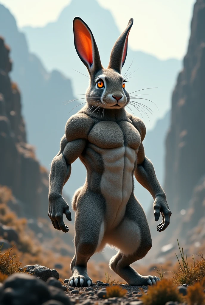 The rabbit has a lot of muscles and is macho